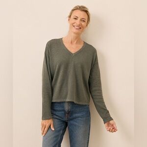 Pact Organic Classic Fine Knit Relaxed Sweater Green Heather XXL